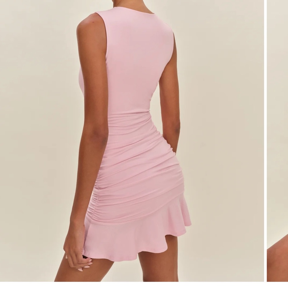 Reformation Light Pink Ruched Mini Dress - Picture 3 of 6